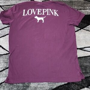 VS PINK 2019 CAMPUS CREW MAROON ICONIC DOG LOGO'S SHORT-SLEEVE TEESHIRT